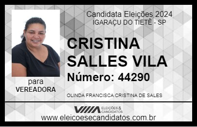 Candidato CRISTINA SALLES  VILA  2024 - IGARAÇU DO TIETÊ - Eleições