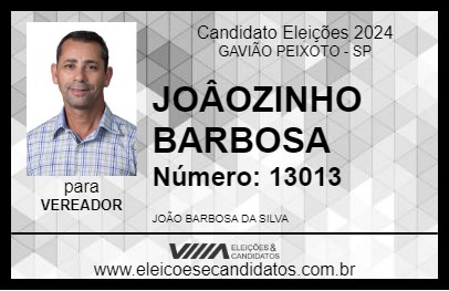 Candidato JOÂOZINHO BARBOSA 2024 - GAVIÃO PEIXOTO - Eleições