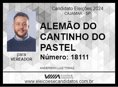 Candidato ALEMÃO DO CANTINHO DO PASTEL 2024 - CAJAMAR - Eleições