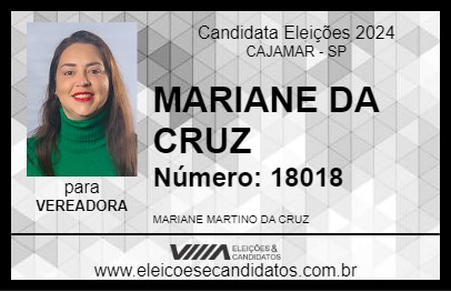 Candidato MARIANE DA CRUZ 2024 - CAJAMAR - Eleições