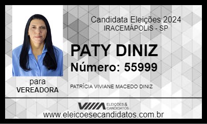 Candidato PATY DINIZ  2024 - IRACEMÁPOLIS - Eleições