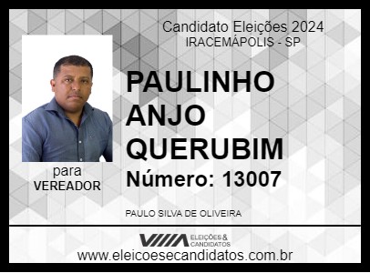 Candidato PAULINHO ANJO QUERUBIM 2024 - IRACEMÁPOLIS - Eleições