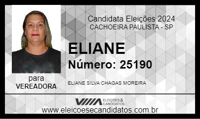 Candidato ELIANE 2024 - CACHOEIRA PAULISTA - Eleições