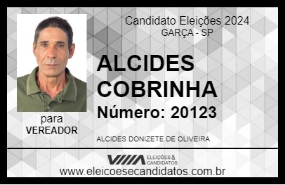 Candidato ALCIDES COBRINHA 2024 - GARÇA - Eleições