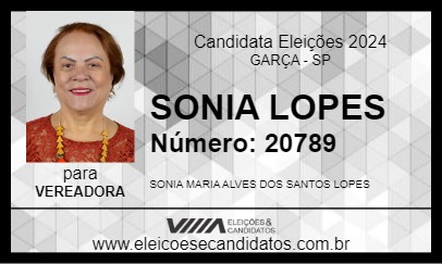 Candidato SONIA LOPES 2024 - GARÇA - Eleições