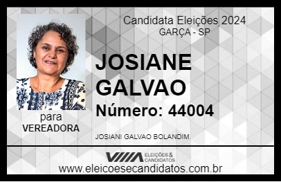 Candidato JOSIANE GALVAO 2024 - GARÇA - Eleições