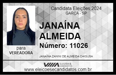 Candidato JANAÍNA ALMEIDA 2024 - GARÇA - Eleições