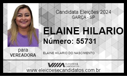 Candidato ELAINE HILARIO 2024 - GARÇA - Eleições