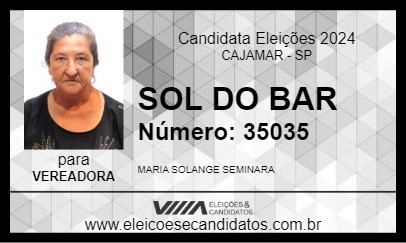 Candidato SOL DO BAR 2024 - CAJAMAR - Eleições