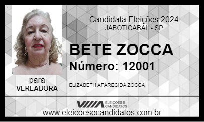 Candidato BETE ZOCCA 2024 - JABOTICABAL - Eleições