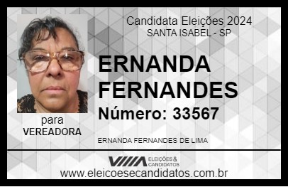 Candidato ERNANDA FERNANDES 2024 - SANTA ISABEL - Eleições