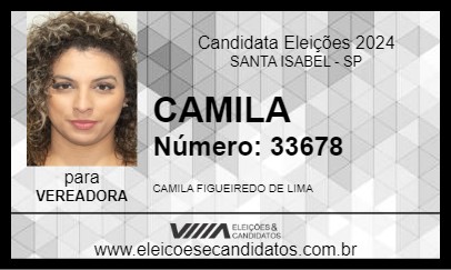 Candidato CAMILA 2024 - SANTA ISABEL - Eleições