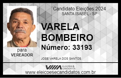 Candidato VARELA BOMBEIRO 2024 - SANTA ISABEL - Eleições