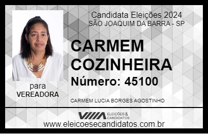 Candidato CARMEM COZINHEIRA 2024 - SÃO JOAQUIM DA BARRA - Eleições