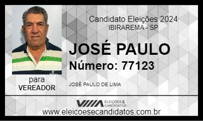 Candidato JOSÉ PAULO 2024 - IBIRAREMA - Eleições