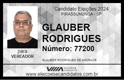 Candidato GLAUBER RODRIGUES  2024 - PIRASSUNUNGA - Eleições