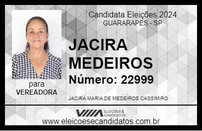 Candidato JACIRA MEDEIROS 2024 - GUARARAPES - Eleições