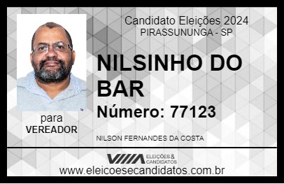 Candidato NILSINHO DO BAR 2024 - PIRASSUNUNGA - Eleições