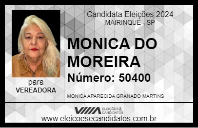 Candidato MONICA DO MOREIRA 2024 - MAIRINQUE - Eleições