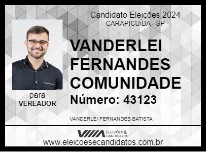 Candidato VANDERLEI FERNANDES COMUNIDADE 2024 - CARAPICUÍBA - Eleições