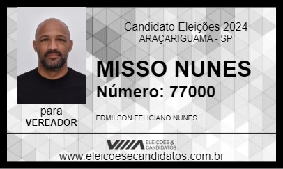 Candidato MISSO NUNES 2024 - ARAÇARIGUAMA - Eleições