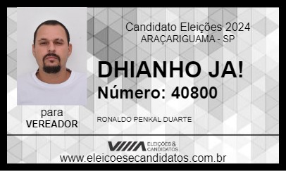 Candidato DHIANHO JA! 2024 - ARAÇARIGUAMA - Eleições