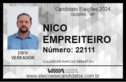 Candidato NICO EMPREITEIRO 2024 - GUAÍRA - Eleições