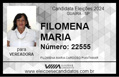 Candidato FILOMENA MARIA 2024 - GUAÍRA - Eleições