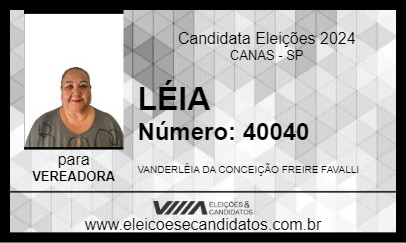 Candidato LÉIA DO NÉD 2024 - CANAS - Eleições