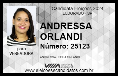 Candidato ANDRESSA ORLANDI 2024 - ELDORADO - Eleições