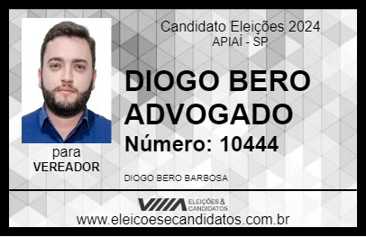 Candidato DIOGO BERO ADVOGADO 2024 - APIAÍ - Eleições