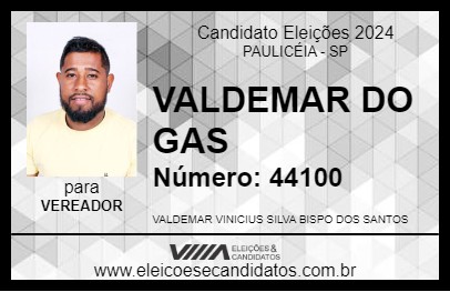 Candidato VALDEMAR DO GAS 2024 - PAULICÉIA - Eleições