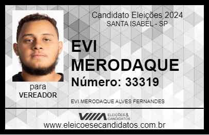 Candidato EVI MERODAQUE 2024 - SANTA ISABEL - Eleições