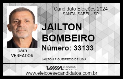 Candidato JAILTON BOMBEIRO 2024 - SANTA ISABEL - Eleições