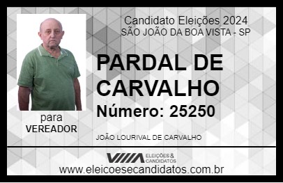 Candidato PARDAL DE CARVALHO 2024 - SÃO JOÃO DA BOA VISTA - Eleições