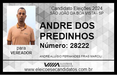 Candidato ANDRE DOS PREDINHOS 2024 - SÃO JOÃO DA BOA VISTA - Eleições