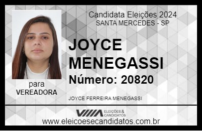 Candidato JOYCE MENEGASSI 2024 - SANTA MERCEDES - Eleições