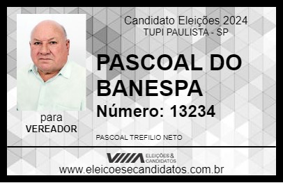 Candidato PASCOAL DO BANESPA 2024 - TUPI PAULISTA - Eleições