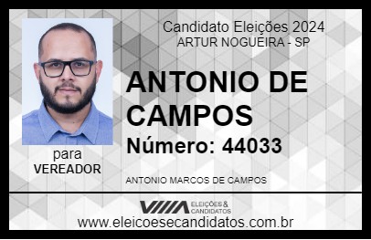 Candidato ANTONIO DE CAMPOS 2024 - ARTUR NOGUEIRA - Eleições