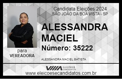 Candidato ALESSANDRA MACIEL 2024 - SÃO JOÃO DA BOA VISTA - Eleições