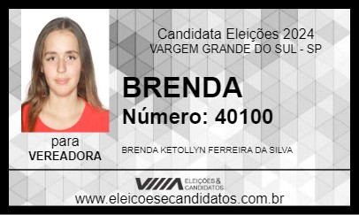 Candidato BRENDA 2024 - VARGEM GRANDE DO SUL - Eleições