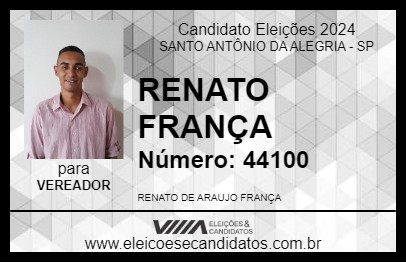 Candidato RENATO FRANÇA 2024 - SANTO ANTÔNIO DA ALEGRIA - Eleições