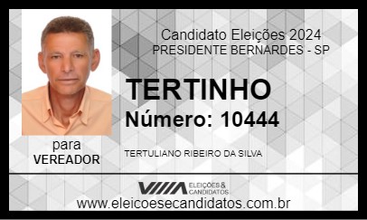 Candidato TERTINHO 2024 - PRESIDENTE BERNARDES - Eleições