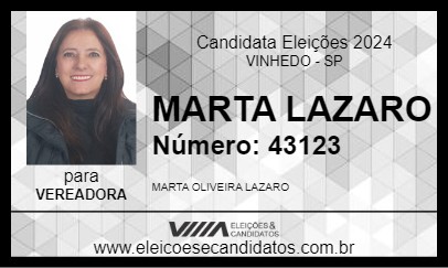 Candidato MARTA LAZARO 2024 - VINHEDO - Eleições