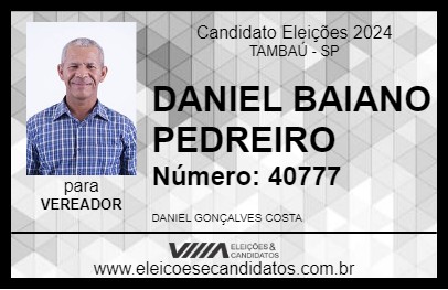 Candidato DANIEL BAIANO PEDREIRO 2024 - TAMBAÚ - Eleições