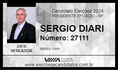 Candidato SERGIO DIARI 2024 - PRESIDENTE EPITÁCIO - Eleições