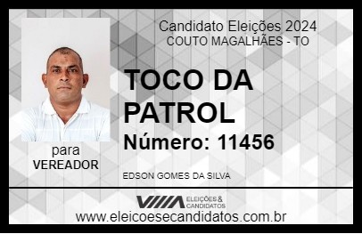 Candidato TOCO DA PATROL 2024 - COUTO MAGALHÃES - Eleições