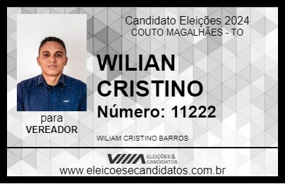 Candidato WILIAN CRISTINO 2024 - COUTO MAGALHÃES - Eleições