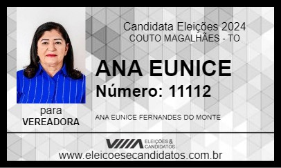 Candidato ANA EUNICE 2024 - COUTO MAGALHÃES - Eleições