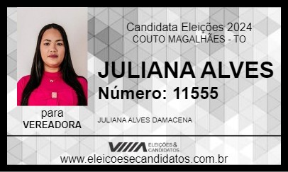 Candidato JULIANA ALVES 2024 - COUTO MAGALHÃES - Eleições